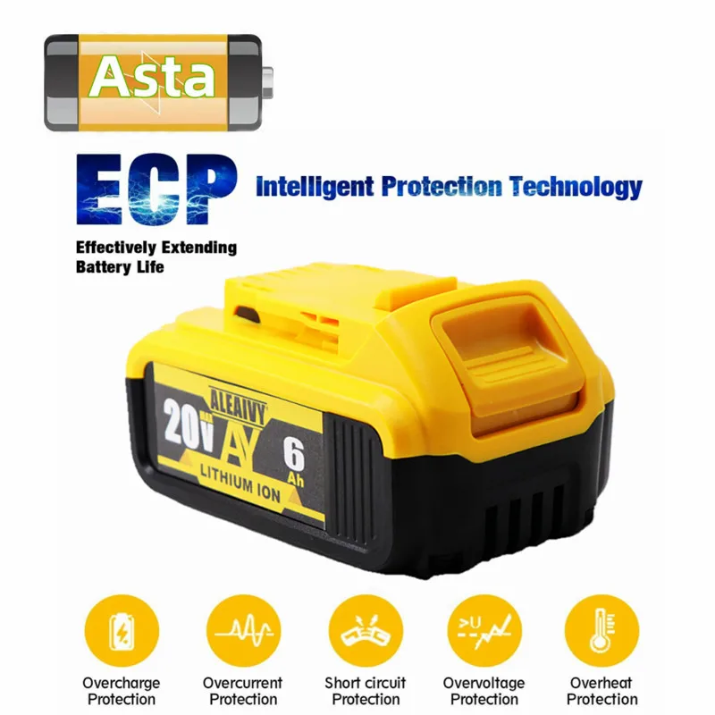 

Сменный аккумулятор для электроинструмента DeWalt DCB184 DCB181 DCB182 DCB200 20 в 3A 5A 6A 18 в 20 в