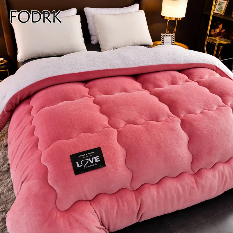 

Lamb plush family dormitories double-sided plush winter snowflake plush warm and thick cotton quilt 이불 edredones catalogue