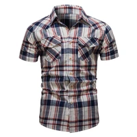 korean fashion mens plaid shirt short sleeve shirts cotton high quality business casual lapel shirt men summer clothing e18