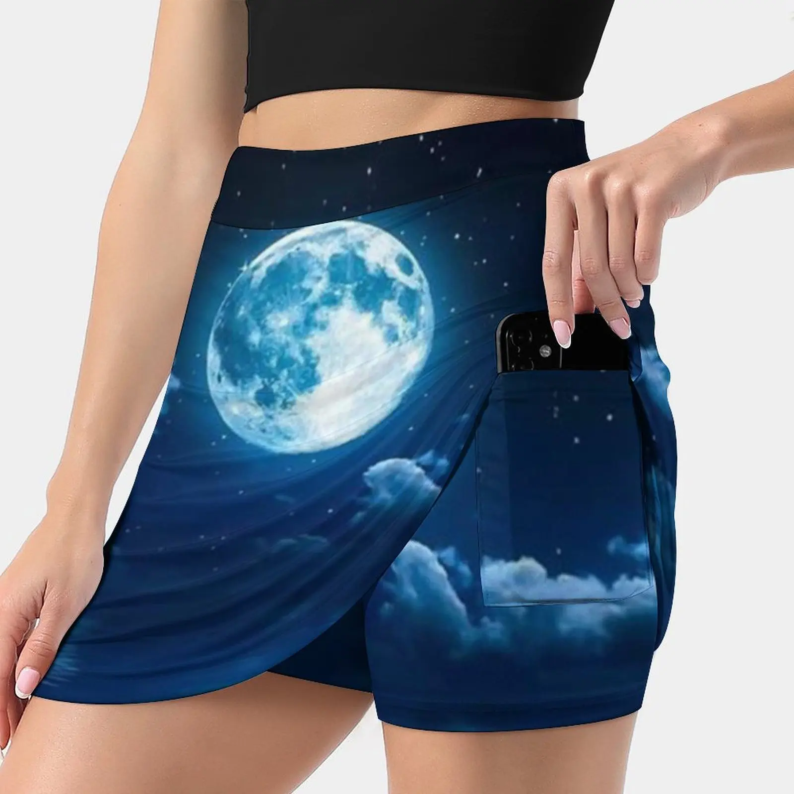 

Женская Спортивная юбка Full Moon отражающая юбка с карманами модная юбка в Корейском стиле 4Xl юбки Лунная полная луна