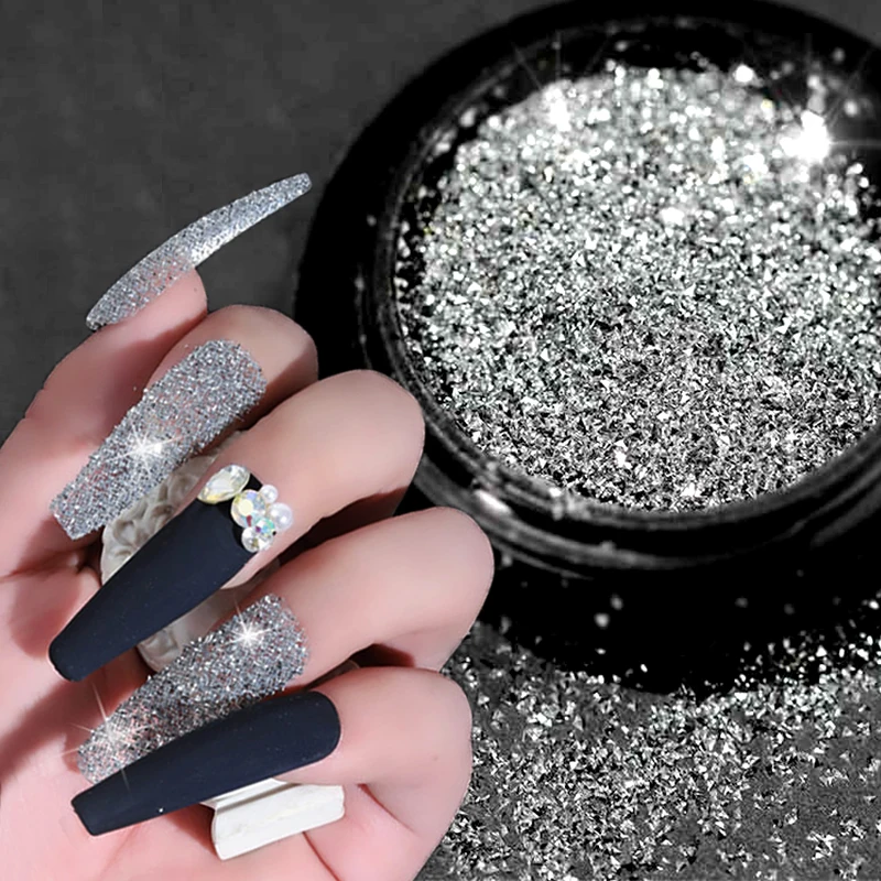 

Reflective Glitter Powder for Nail Art Holographic Shining Crystal Rhinestones Sequins Chrome Nail Powder Manicures Decoration