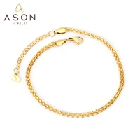 asonsteel 316l stainless steel chain anklet gold color foot chains simple fashion jewelry for women git 235cm with extender