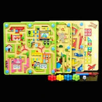 magnetic maze flying chess 2 in1 kids floor games childrens early education intelligence wooden toys sliding puzzles baby gift