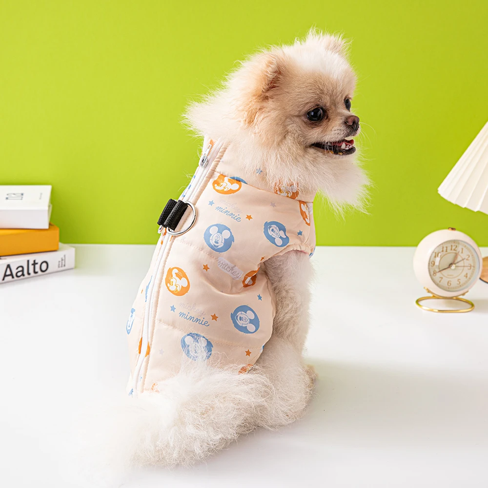 

Hot Selling Disney Dog Clothes Autumn and Winter Dog Vest Cute Mickey Minnie Small and Medium-sized Dog Coat Outdoor Towable