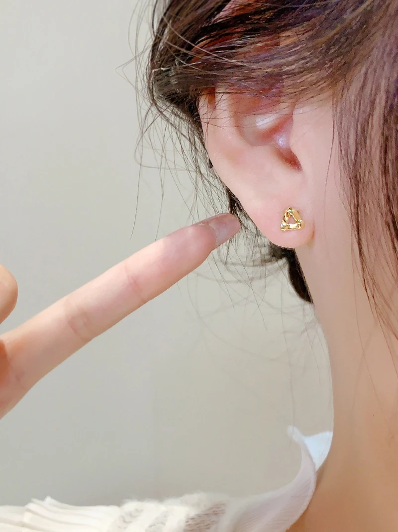 Unique Triangle Small Ear Studs Women Sterling Silver Piercing Exquisite Commuter Earrings Elegant High-Grade Earri...