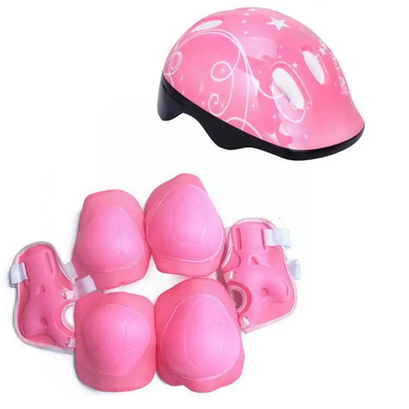 

Children's Helmet Protective Gear, Roller Skate Protective Pads Helmet Set 7-piece Gear, ,knee Pads, Elbow Elbow Guard U3D1