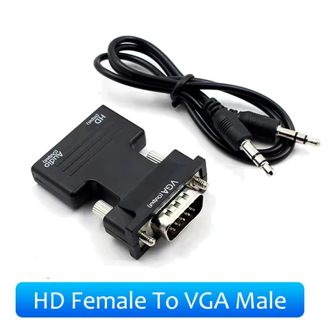 Переходник HDMI/VGA, с аудиокабелем 3,5 мм, для ПК, ноутбука, телевизора, монитора, проектора, 1080P