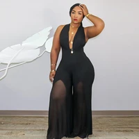 plus size women jumpsuit sleeveless chiffon one piece outfit summer casual lady tracksuit sexy v neck clothing 2022 fashion pant