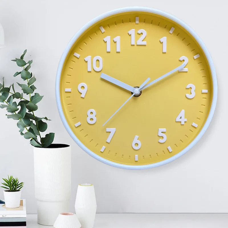 

Minimalist Small Wall Clocks With Frame Transparent Plastic Candy Colors Mute 20cm Hanging Watch Clock Living Room Home Decor