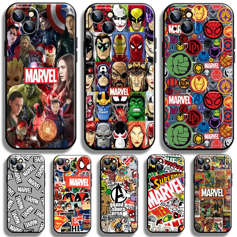 

Marvel Avengers Logo For Apple iPhone 13 12 11 Pro 12 13 Mini X XR XS Max SE 5 6 6s 7 8 Plus Phone Case Coque Carcasa Black