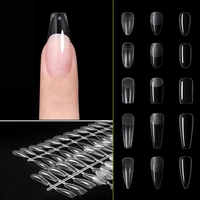120pcs gel x false nail tips press on coffin fake nails clearsemi frosted full cover capsule art extension system manicure tool