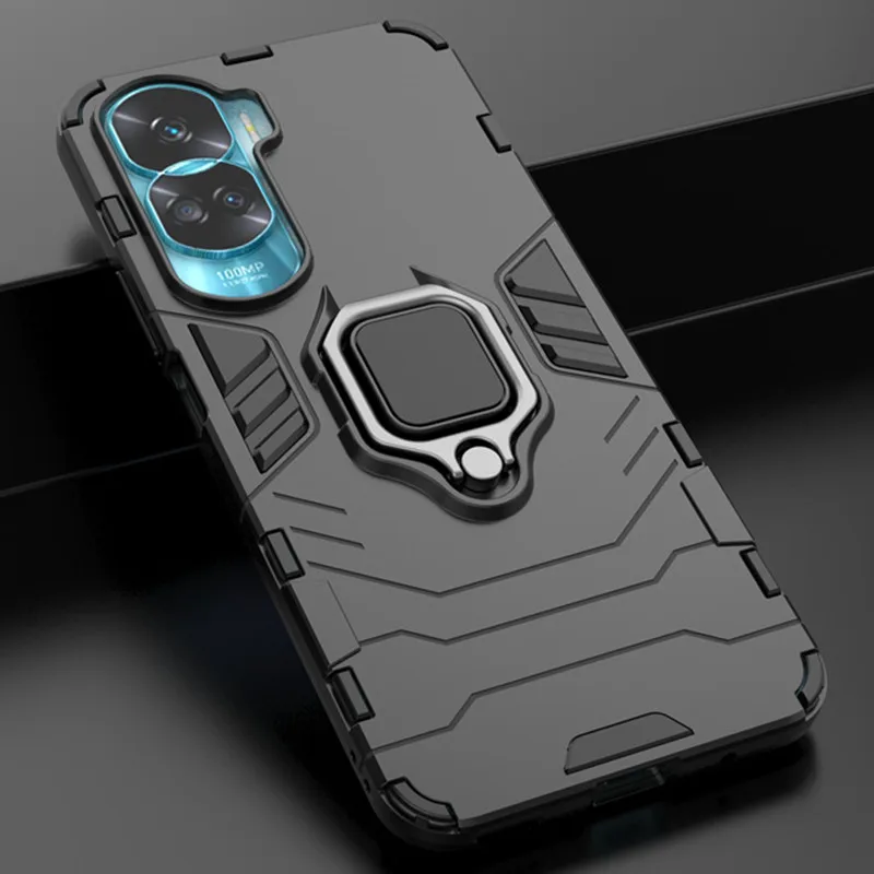 

For Honor 90 Lite 5G Case Armor Shockproof Car Magnetic Ring Stand Holder Back Cover for Honer 90Lite Light 5G Phone Cases