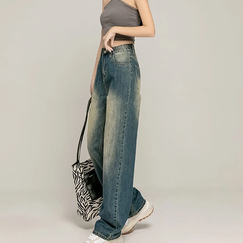 Baggy Jeans Women Jean Y2K Vintage Denim Pants Trousers Women Grunge Streetwear Cute Boyfriend High Waist Wide Leg Jeans Bananas