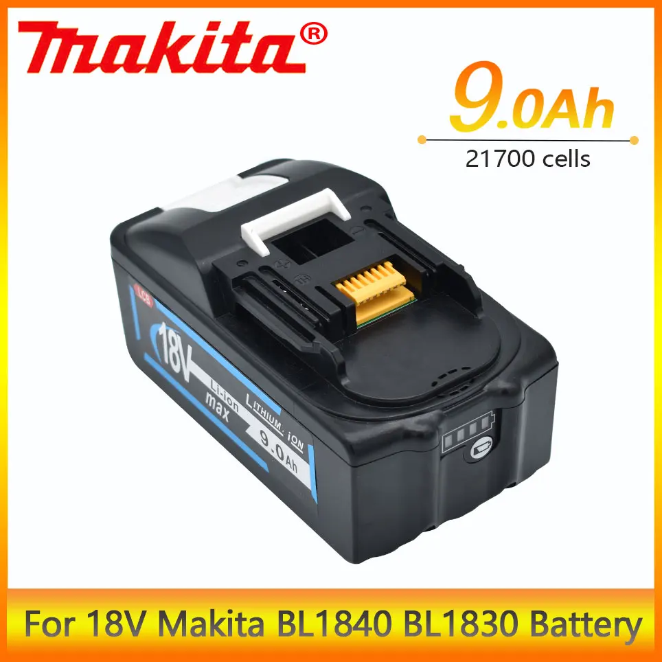

9.0Ah MAKITA 18V Replacement li-ion battery for MAKITA Bl1890 Bl1860 Bl1840 BL1830 with LED really capacity input 21700 cell