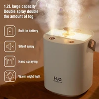 1200ml wireless air humidifier double nozzle usb rechargeable humidifier ultrasonic essential oil aroma diffuser mist maker