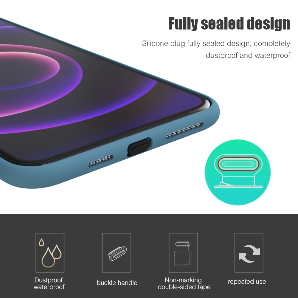 Пылезащитная силиконовая заглушка для телефона с портом USB Type-C/IOS пылезащитный