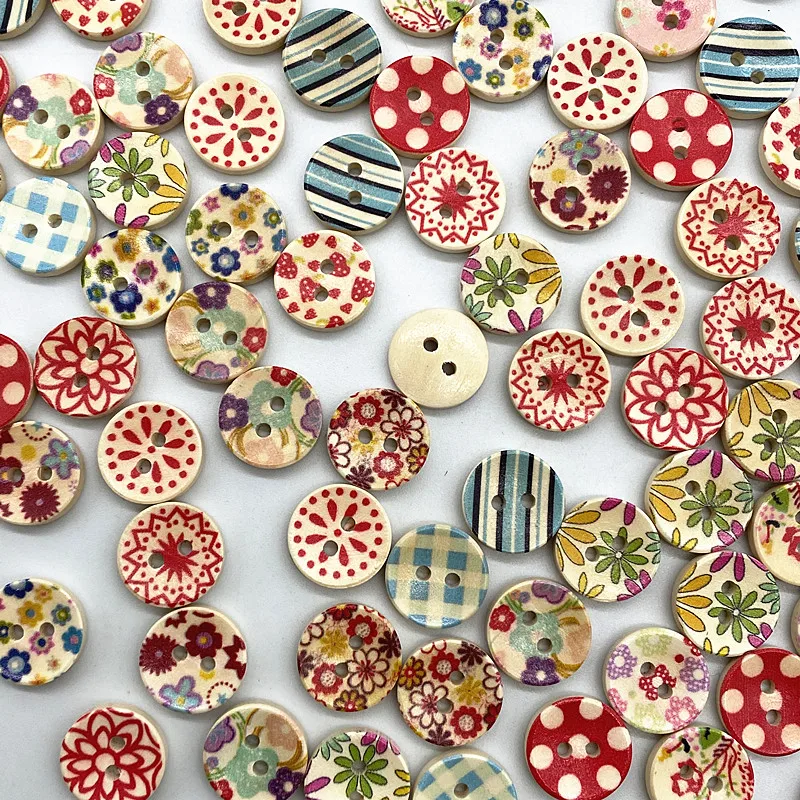 30pcs 15mm A Variety of Styles Mixed Wood Buttons Round Button Monogrammed Love Scrapbooking for Wedding Decor Sewing | Дом и сад