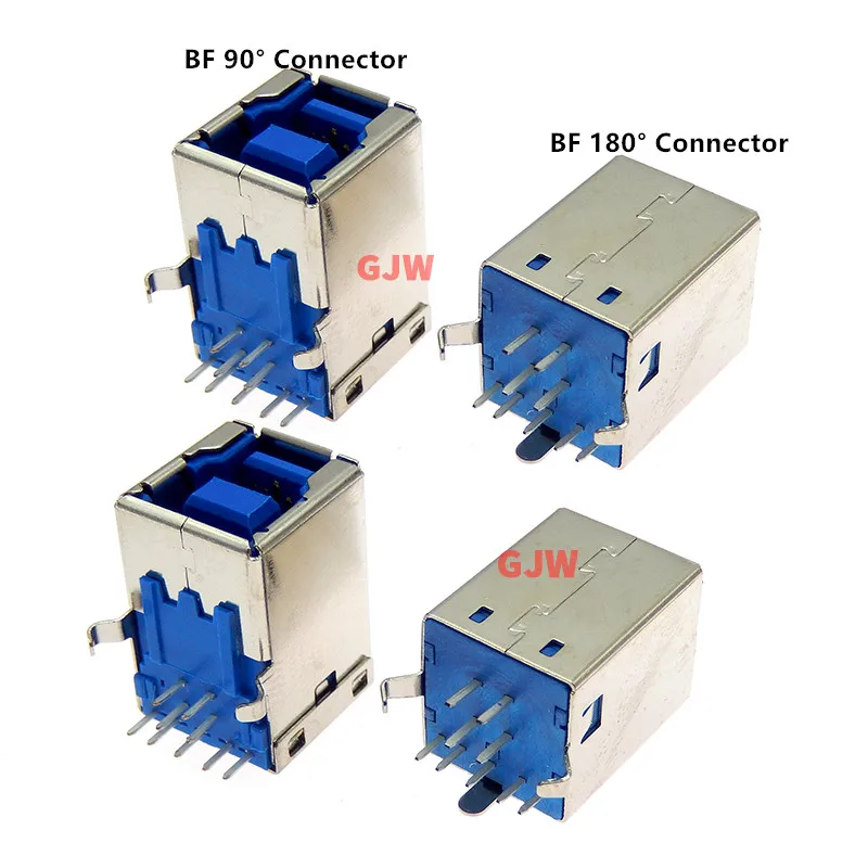 

2PCS USB 3.0 Connector BF 90° 180° plug-in type Vertical Female Connector High-speed USB-B Interface Socket B print interface