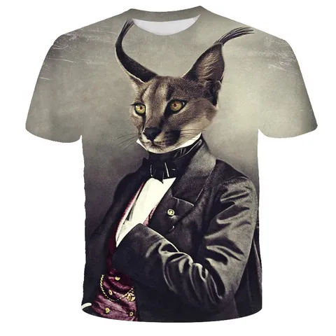 Полиэстерная футболка с 3D принтом животные