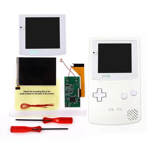 8. Красочная модель, полноразмерная GBC IPS, комплект ЖК-модов с подсветкой и предварительно вырезанным чистым белым корпусом для цветной консоли Game Boy
