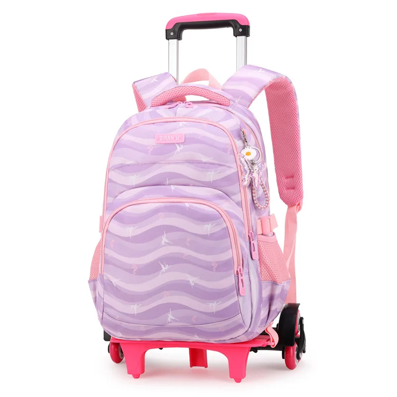 Brand kids Trolley School Backpack For Children Wheeled Luggage Bags For grils Kids Wheel Schoolbag Student Detachable Backpacks
