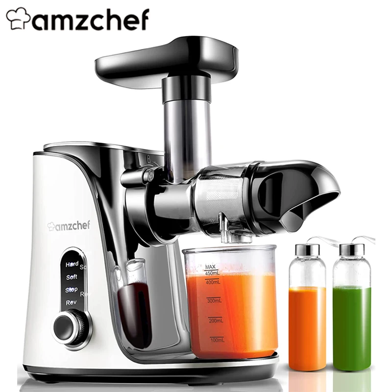 AMZCHEF Slow Masticating Juicer Slow Juicer Extractor Professional Machine Cold Press Juicer with Quiet Motor/Reverse Function