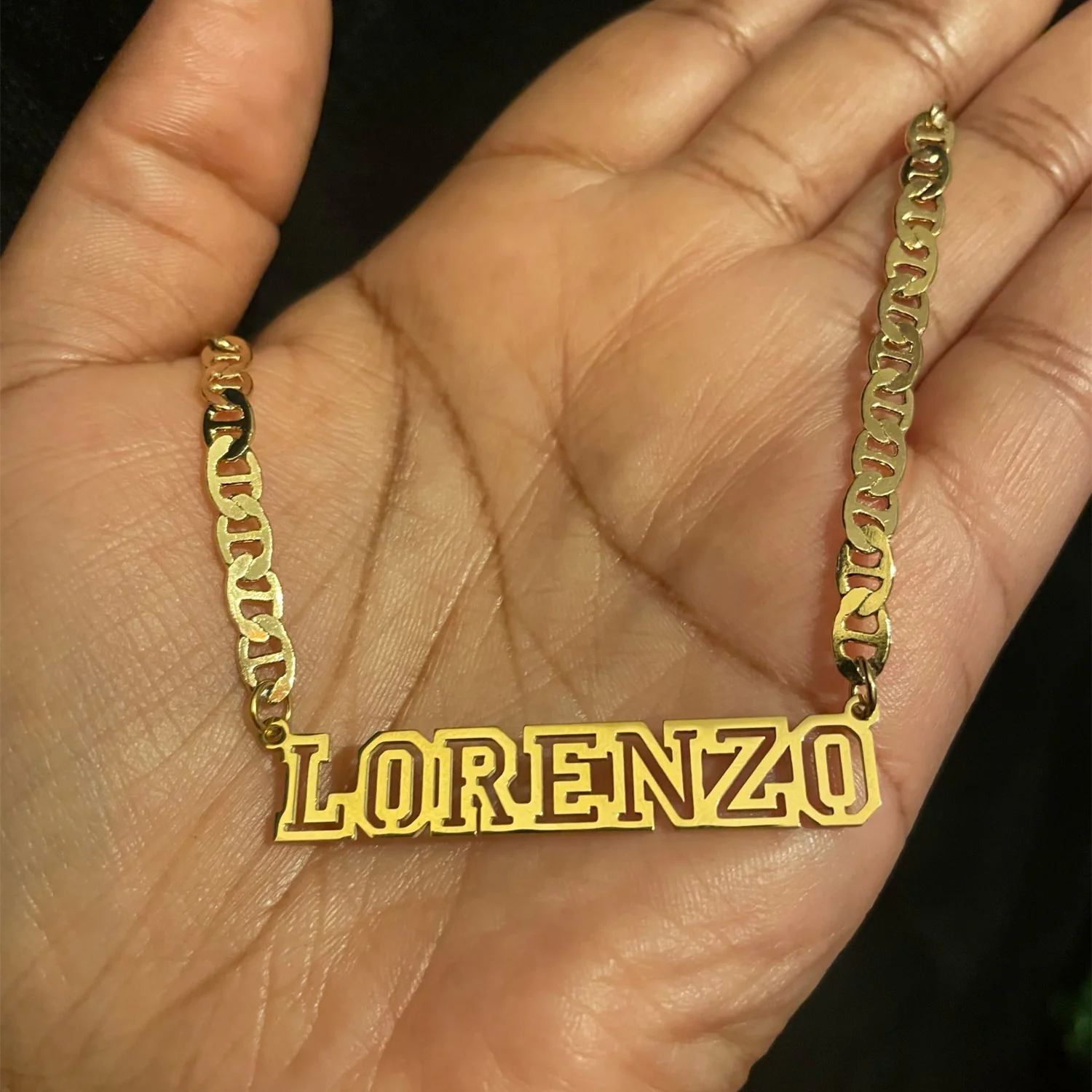 

Stainless Steel Gold Plated Custom Name Necklace Personalized Flat Chain Nameplate Necklace for Women Men Jewelry Gifts