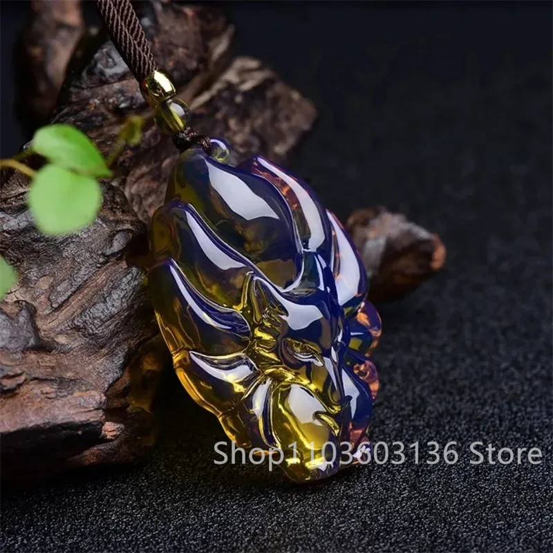 Подвеска в виде голубого янтаря с полированными бусинами для очистки воды