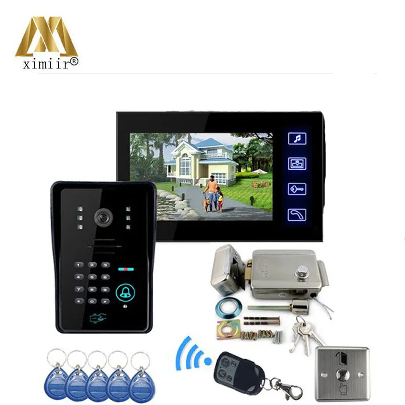 

Rfid Card Access Control System 7" Touch Color Video Door Phone Door Bell System With 125Khz Rfid Card Reader Intercom System