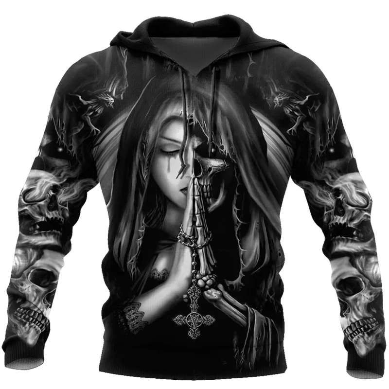 

3D Printed Skull Graphics Men's Hoodie Tops Fashion Unisex Sweatshirt Spring Hip Hop Streetwear Oversized Casual Men's Clothing