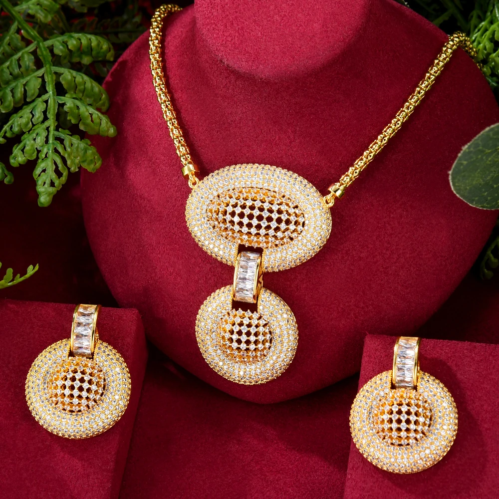 

JImbora роскошный 2 шт. большой кулон ожерелье серьги комплект ювелирных изделий супер оригинальные модные аксессуары для женщин Свадебный Нов...