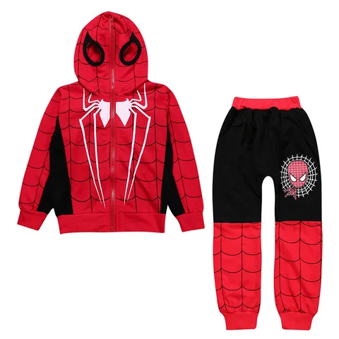 Детская толстовка с капюшоном, костюм Человека-паука, косплей костюм супергероя, спортивная одежда, детская куртка, брюки, костюм, крутая одежда, рождественский подарок