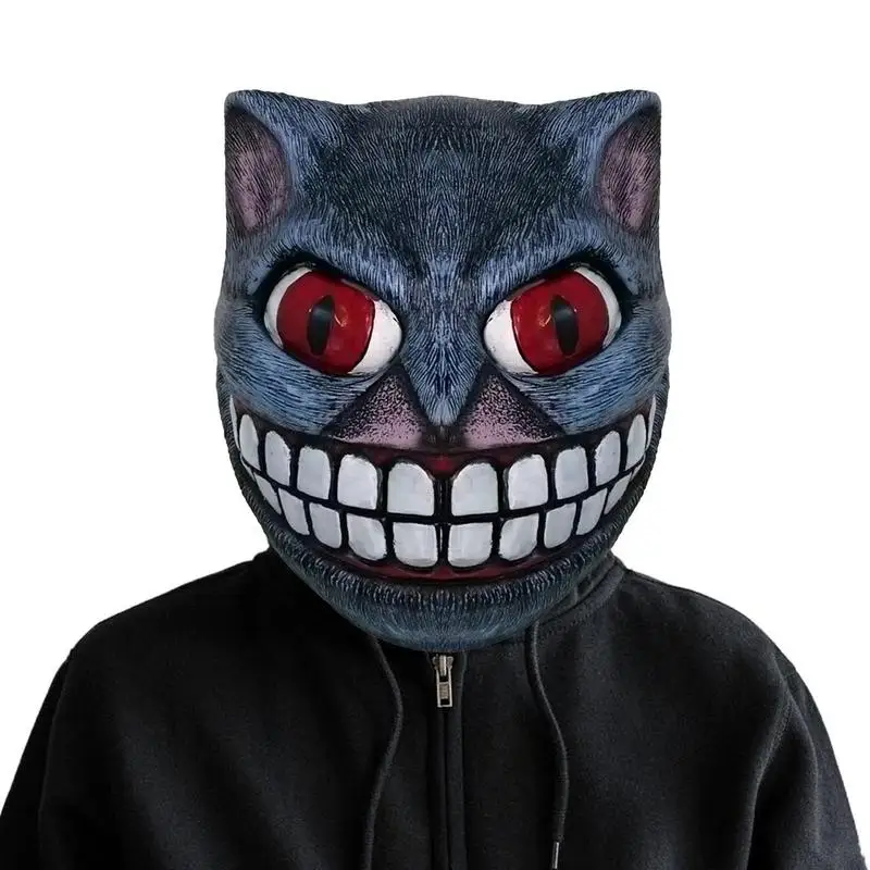 

Страшный костюм для косплея Чеширского кота и улыбки, латексные шлемы, реквизит для Хэллоуина, карнавала