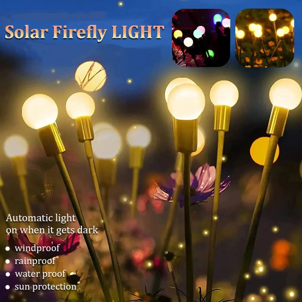 

LED Solar Power Firefly Lights Outdoor Garden Firework Lamps Lawn Waterproof Lighting Christmas Yard Decoration Landscape Lights