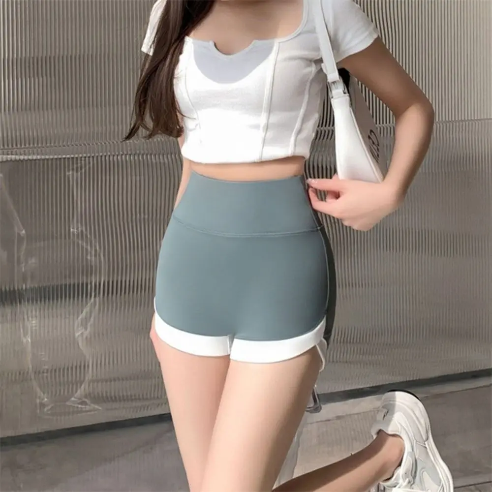 

Антибликовые спортивные Бесшовные женские боксеры с высокой талией для девочек шорты контрастных цветов женские короткие безопасные шорты