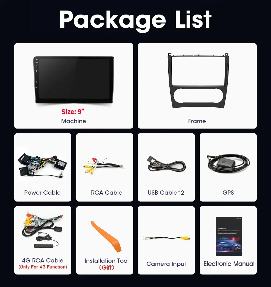 Автомобильный радиоприемник Android 14 для Mercedes Benz C-Class W203 W209 C180 C200 CL203 C209 A209 2004-2011