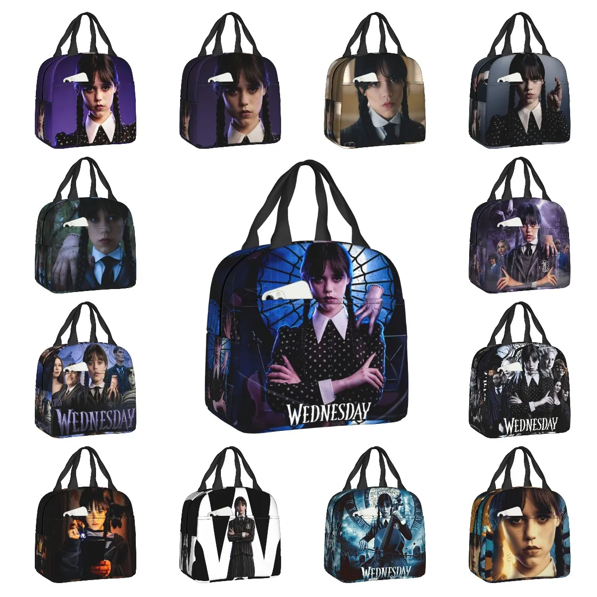 

Supernatural Horror Wednesday Addams Insulated Lunch Bag for Camping Travel Gothic Girl Cooler Thermal Bento Box Women Children