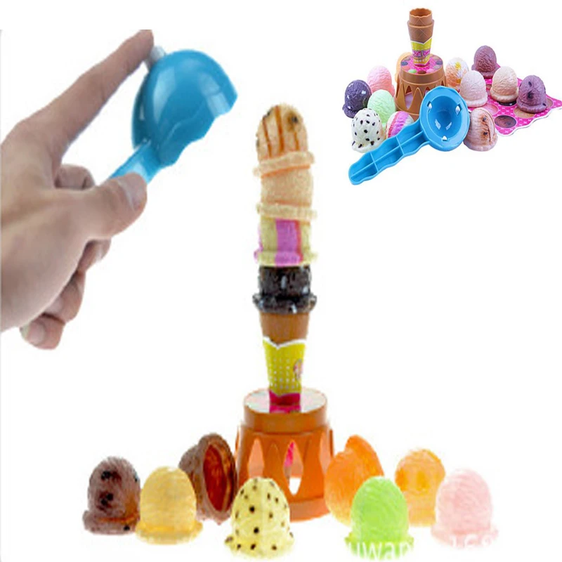 

1Set Ice Cream Stack Up Play Tower Educational Toys Kids Cute Simulation Food Toy Children Ice Cream Pretend Play With Box