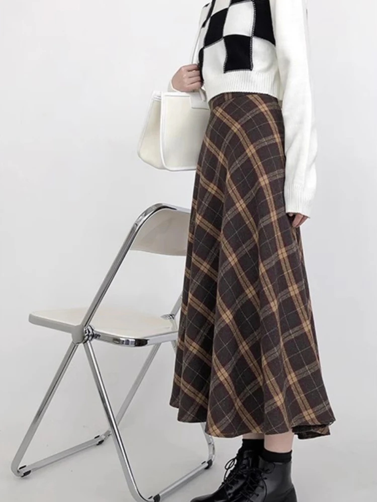 

Осенне-зимняя японская клетчатая юбка с завышенной талией, Офисная Женская одежда, классическая юбка, школьная Модная элегантная уличная одежда Y2K
