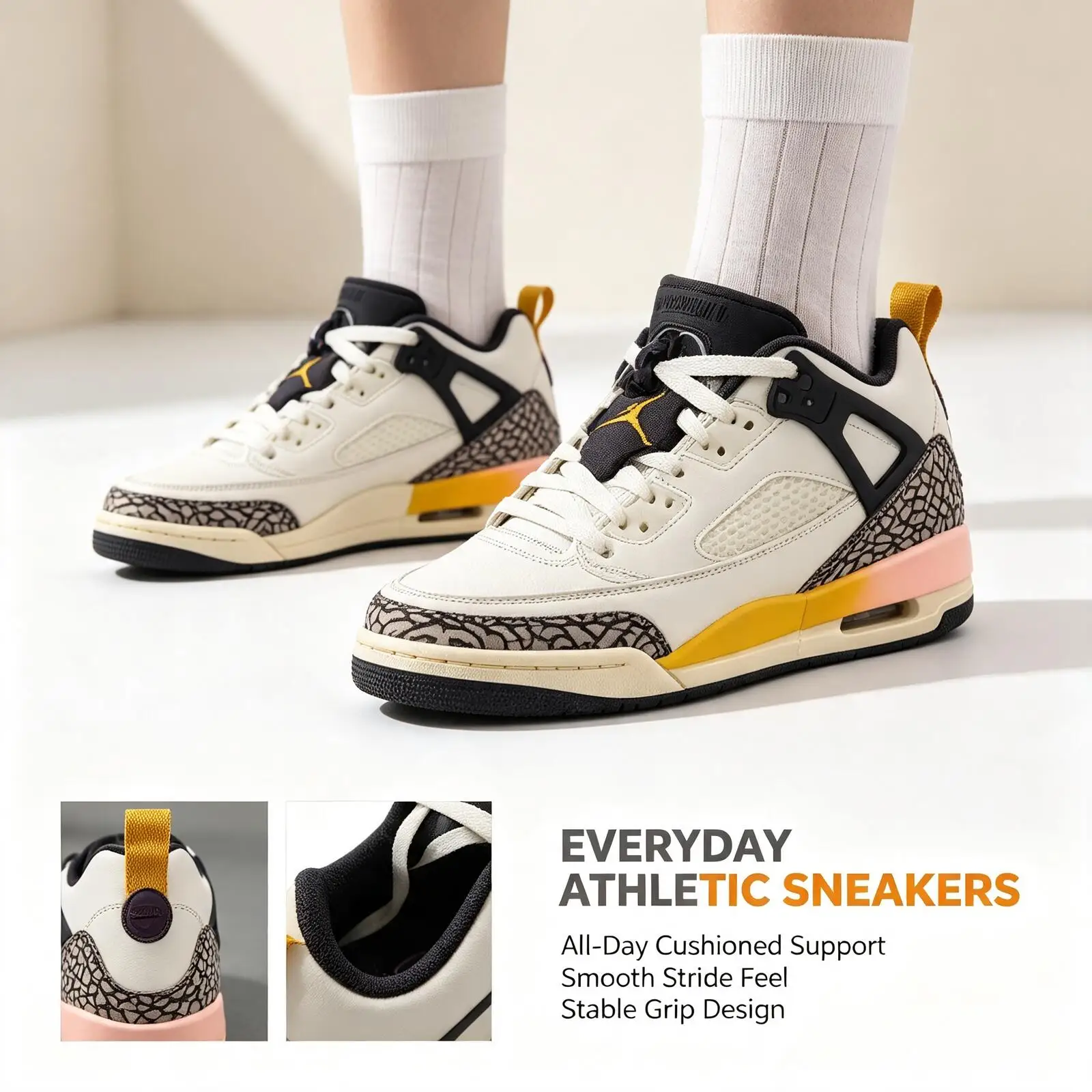 Фото Женские баскетбольные кроссовки Nike Jordan Spizike Low (GS) с модной амортизацией, удобные и износостойкие, модель FQ3950-107. №2
