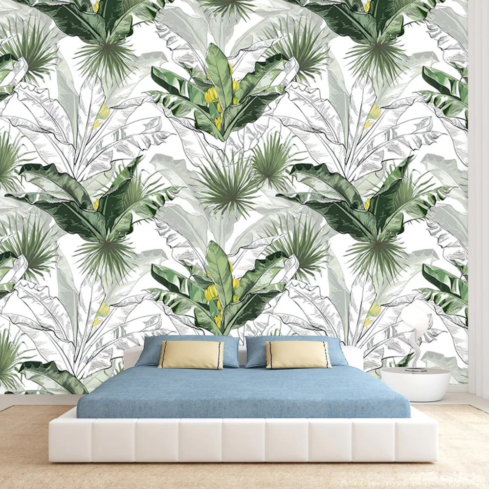 Custom Self Adhesive Removable Optional Wall Papers Home Decor Wallpapers for Living Room Leaves Bedroom Background Murals Rolls images - 6