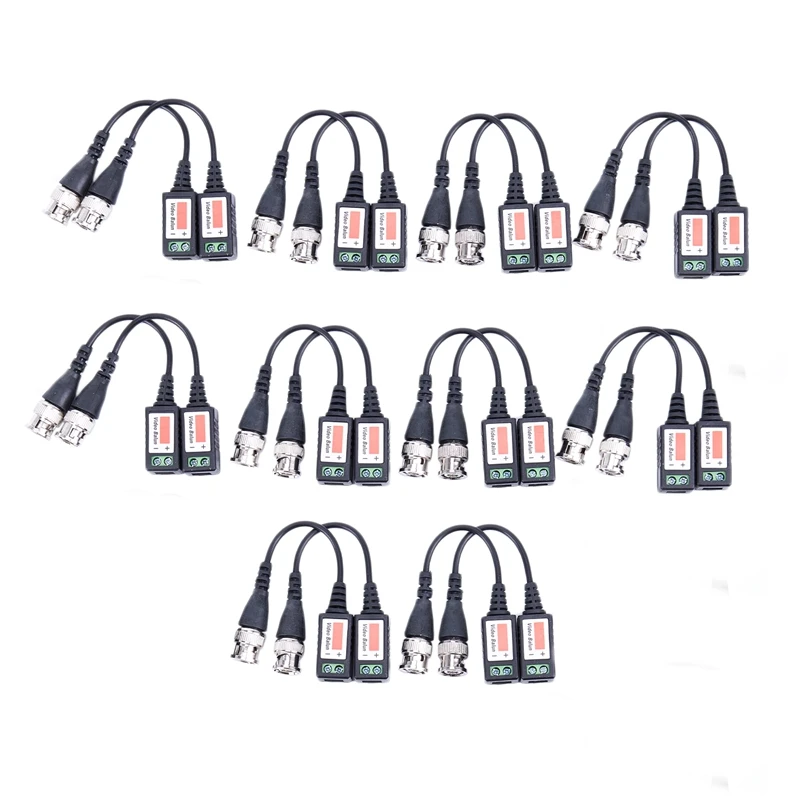 

10 Pairs Of Video Transceivers Balun BNC CCTV Camera UTP CAT5