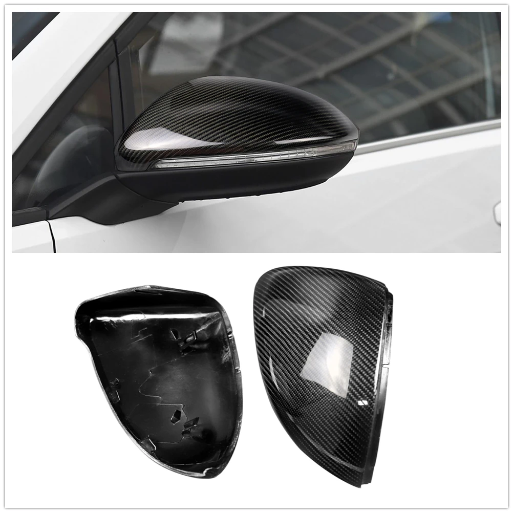 

Carbon Fiber Car Mirror Cover Exterior Reverse Cap Rear View Case Clip On For Volkswagen VW Golf7 MK7 VII TSI GTI 2014