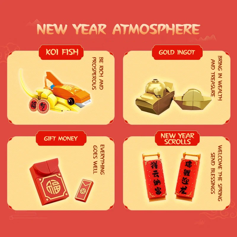 Китайская Модель Танца Льва Строительные Блоки Креативное Украшение Для