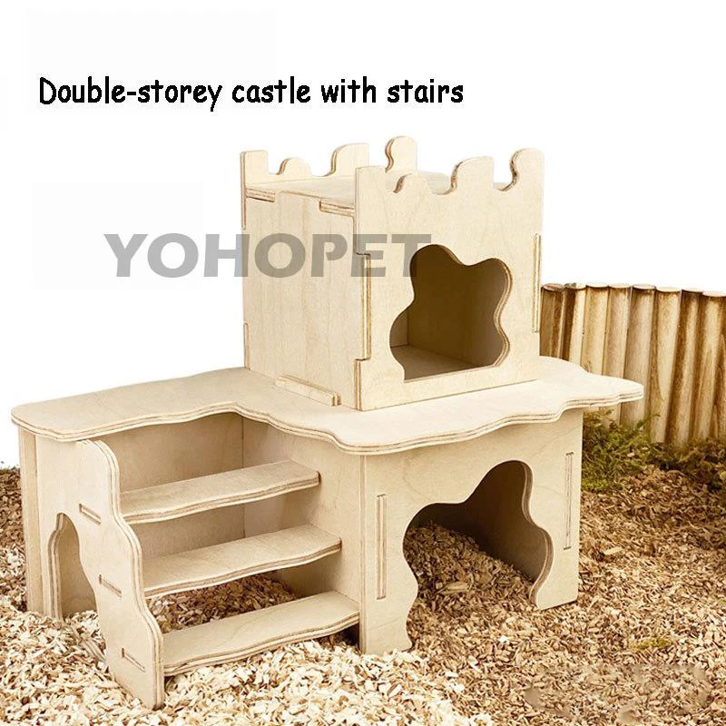 

Natural Wooden Material Hamster Cages Toys Small Pet Shelter House for Rat Chinchillas Small Animal Accessories Cage Decor