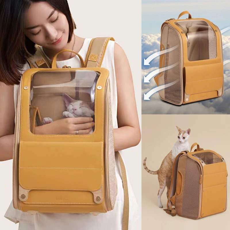

Pet Backpack Cat Backpack Portable Large Cat and Dog Backpack Outdoor Side Mesh Breathable Luxury Pet Backpack Carrier