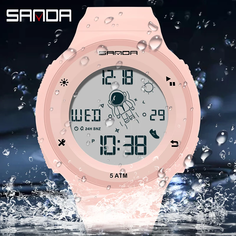 SANDA Casual Fashion Women Quartz Watch Trend Womens Watches HD Luminous Digital Display Electronic Chronograph Waterproof Watch enlarge