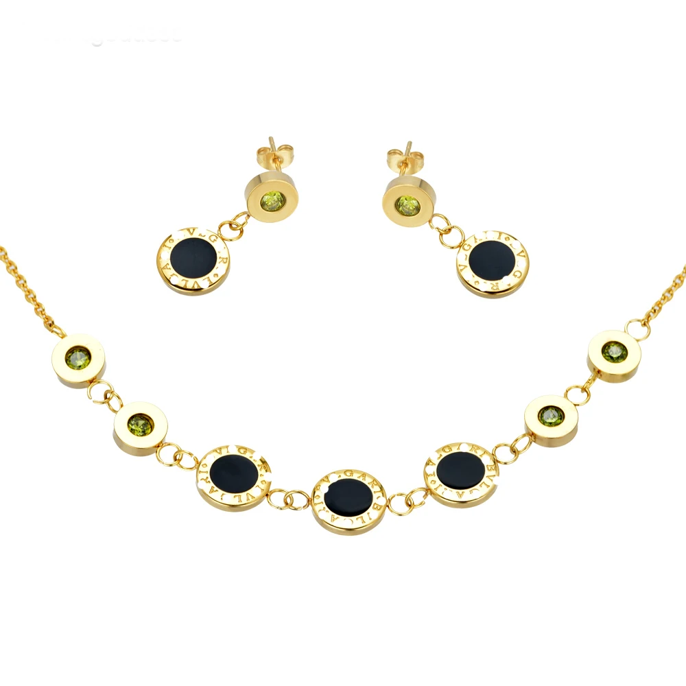 

Stainless Steel Gorgeous AAA CZ Stones Earrings Chock Necklace Crystal Party Wedding Jewelry Sets For Women