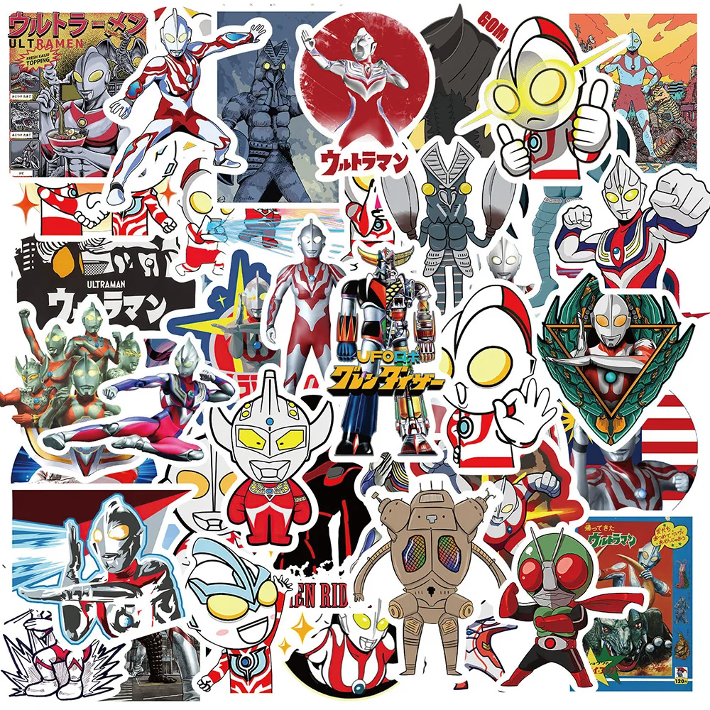 

100pcs Ultraman Kamen Rider Stickers Anime for Kids Waterproof Graffiti Skateboard Motorcycle Luggage Decals Sticker Packs