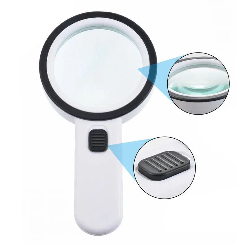 

10x увеличительное стекло с светодиодный светильник s ручной подсветкой HD двойной объектив чтение лупа УФ светильник Ювелирные изделия Лупа